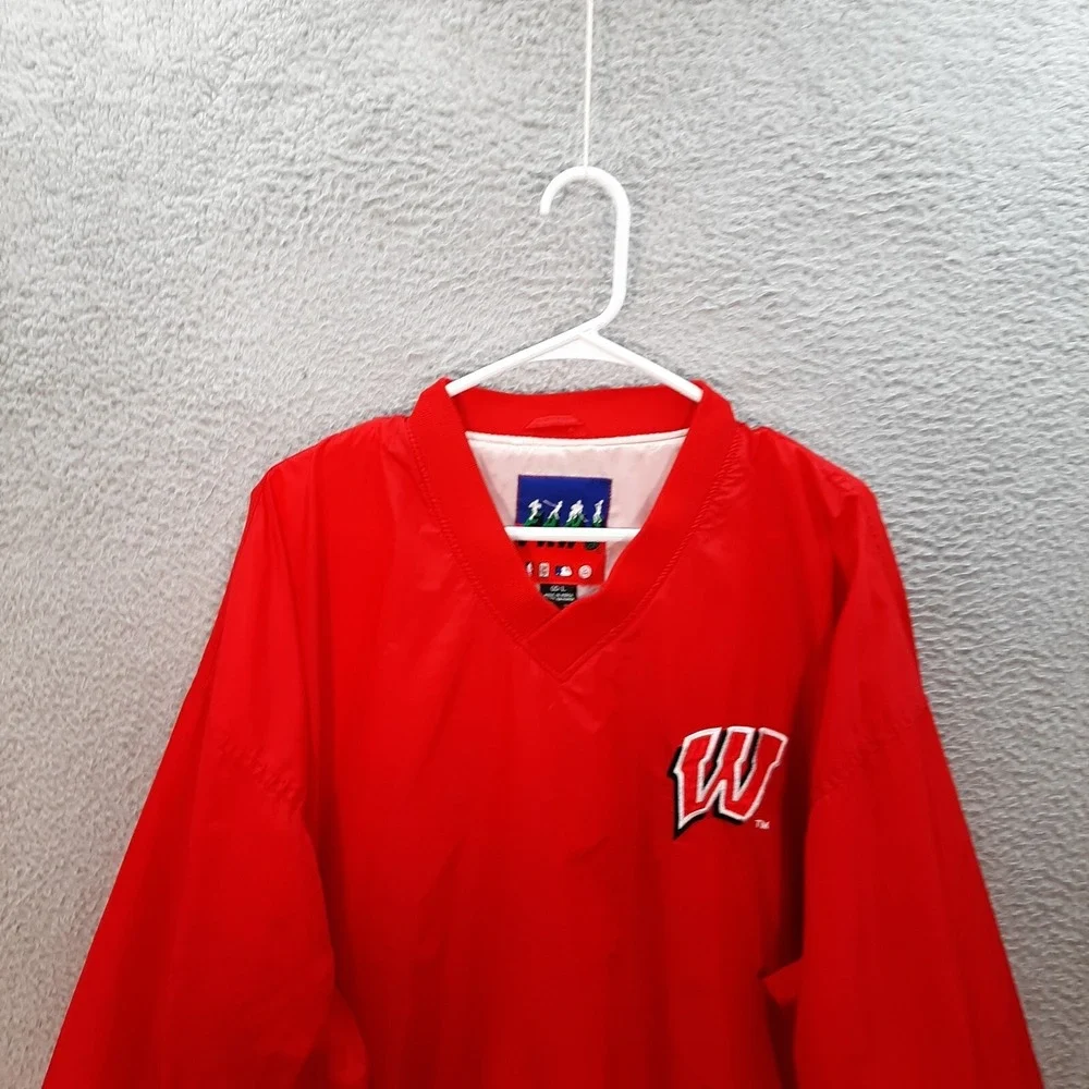 Vintage Wisconsin Badgers Jacket Adult Large Red Windbreaker 1990s Y2K NCAA‎
